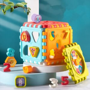 קוביית פעילות לתינוק - מספרים,חיות ומאכלים